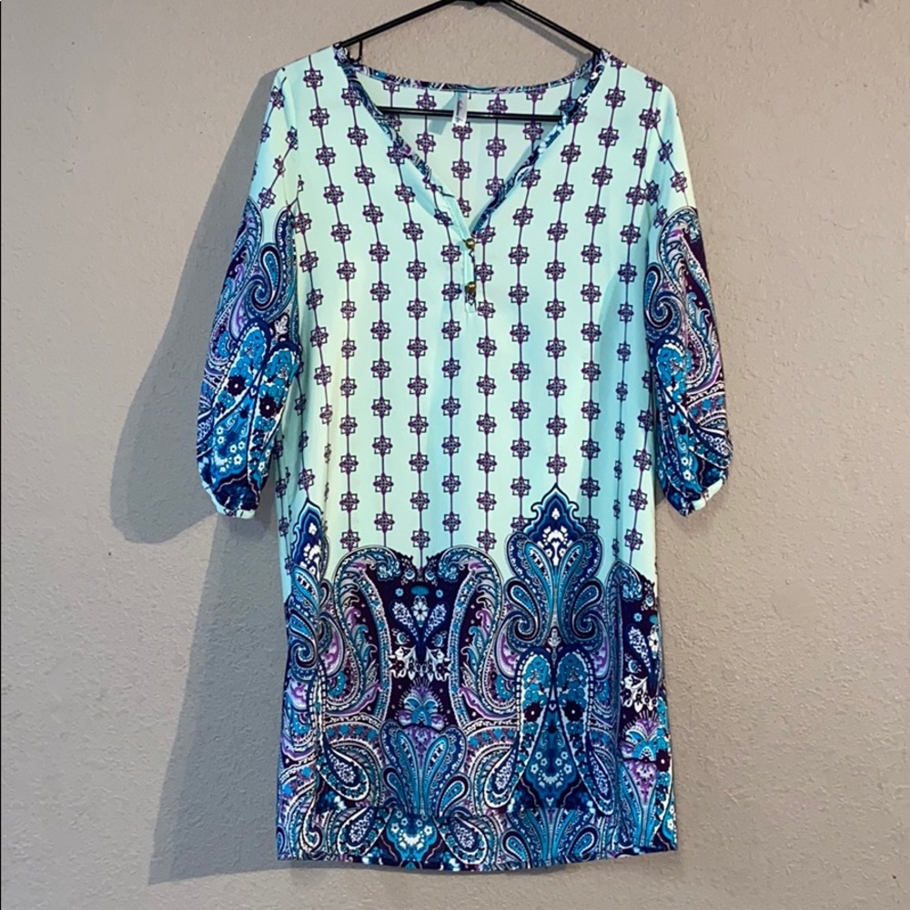 Green Blue Auditions Size L Long Sleeved Dress